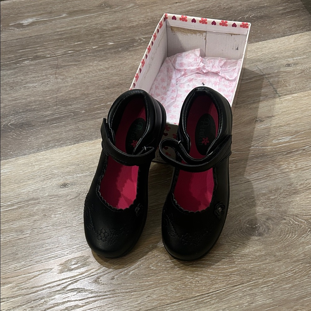 Black in color Kids Shoes with Pink Interior